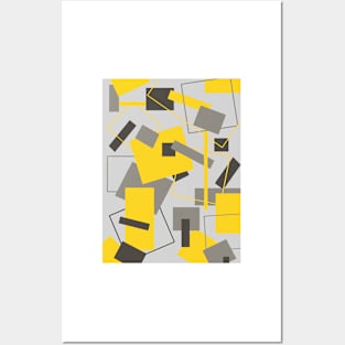 Grey and Yellow 60's Style Posters and Art